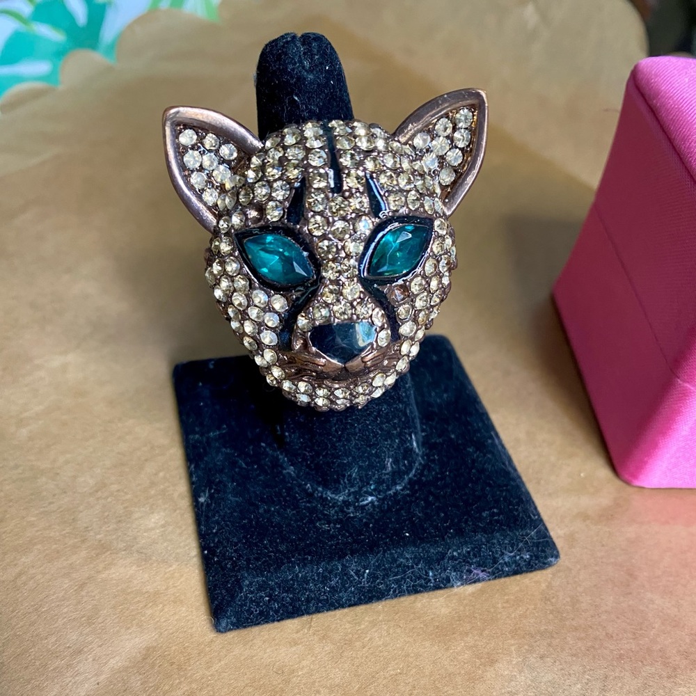 Betsey Johnson Crystal Panther Cocktail Ring